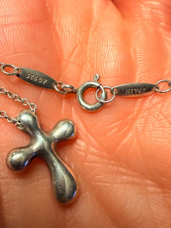 Tiffany & Co. Elsa Peretti Polished Silver Cross Pendant Necklace - Picture 2 of 5
